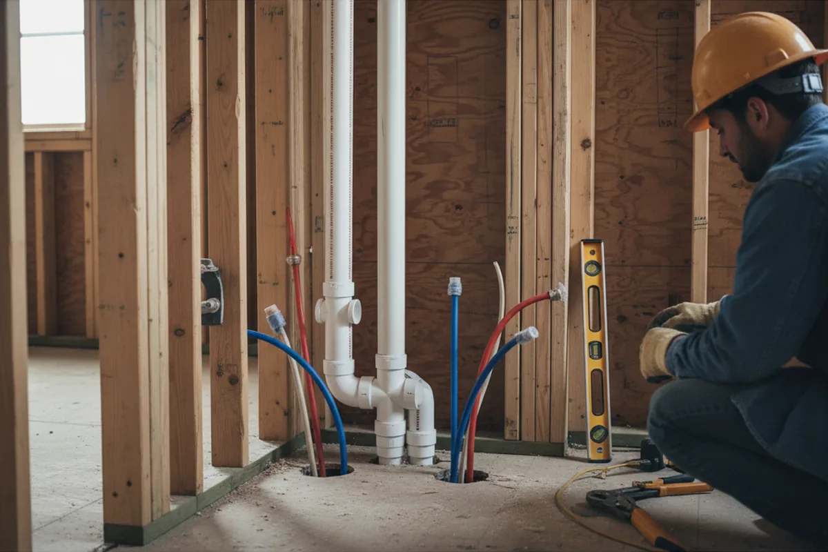 Drain and supply rough-in during Garbage Disposal Repair in Holly Ridge