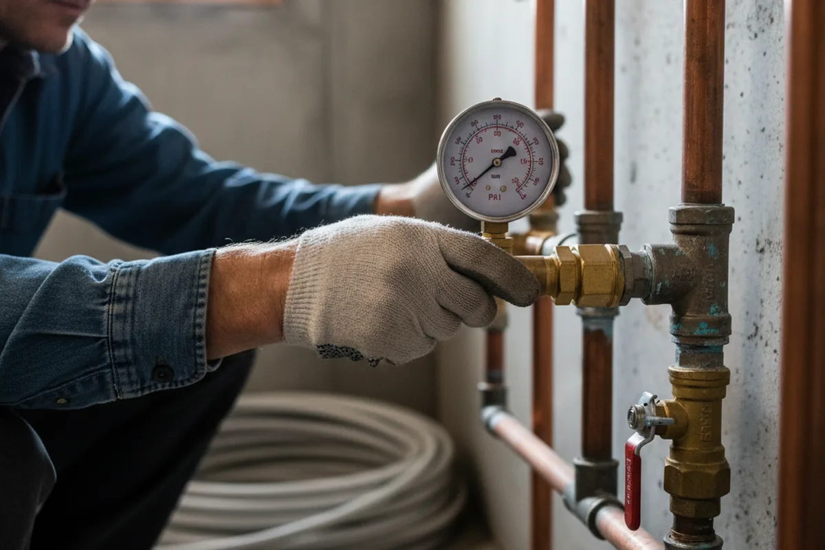 Pressure testing a repaired line during Water Line Repair in Holly Ridge